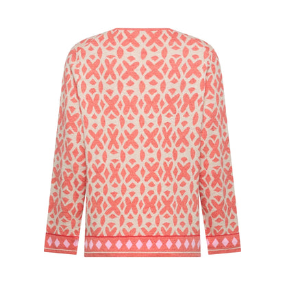 Tide Cotton Jacquard Cardigan Sft Red - Mansted