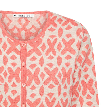 Tide Cotton Jacquard Cardigan Sft Red - Mansted