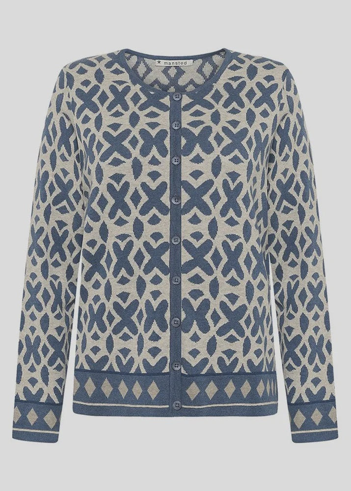 Tide Cotton Jacquard Cardigan Midnight - Mansted