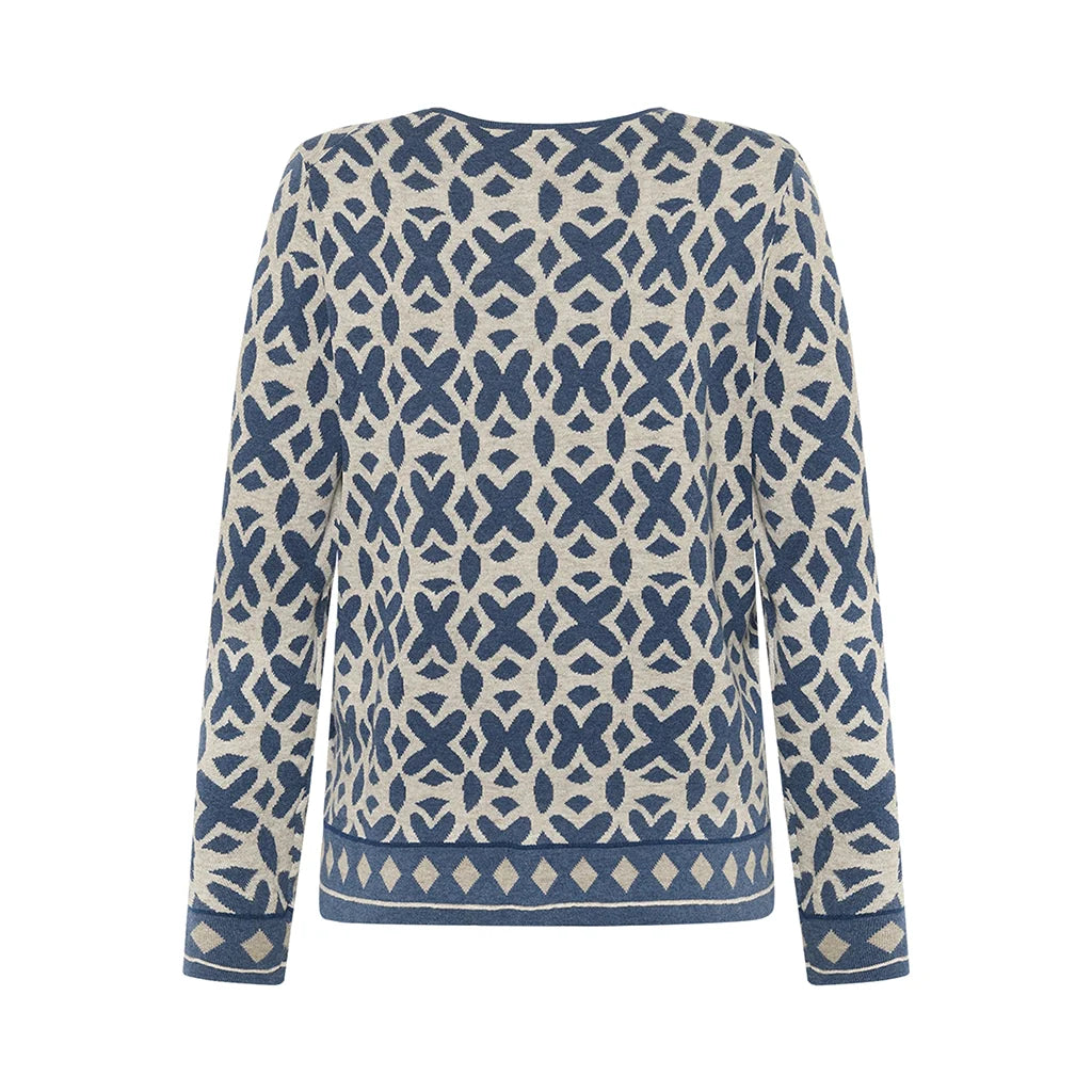 Tide Cotton Jacquard Cardigan Midnight - Mansted