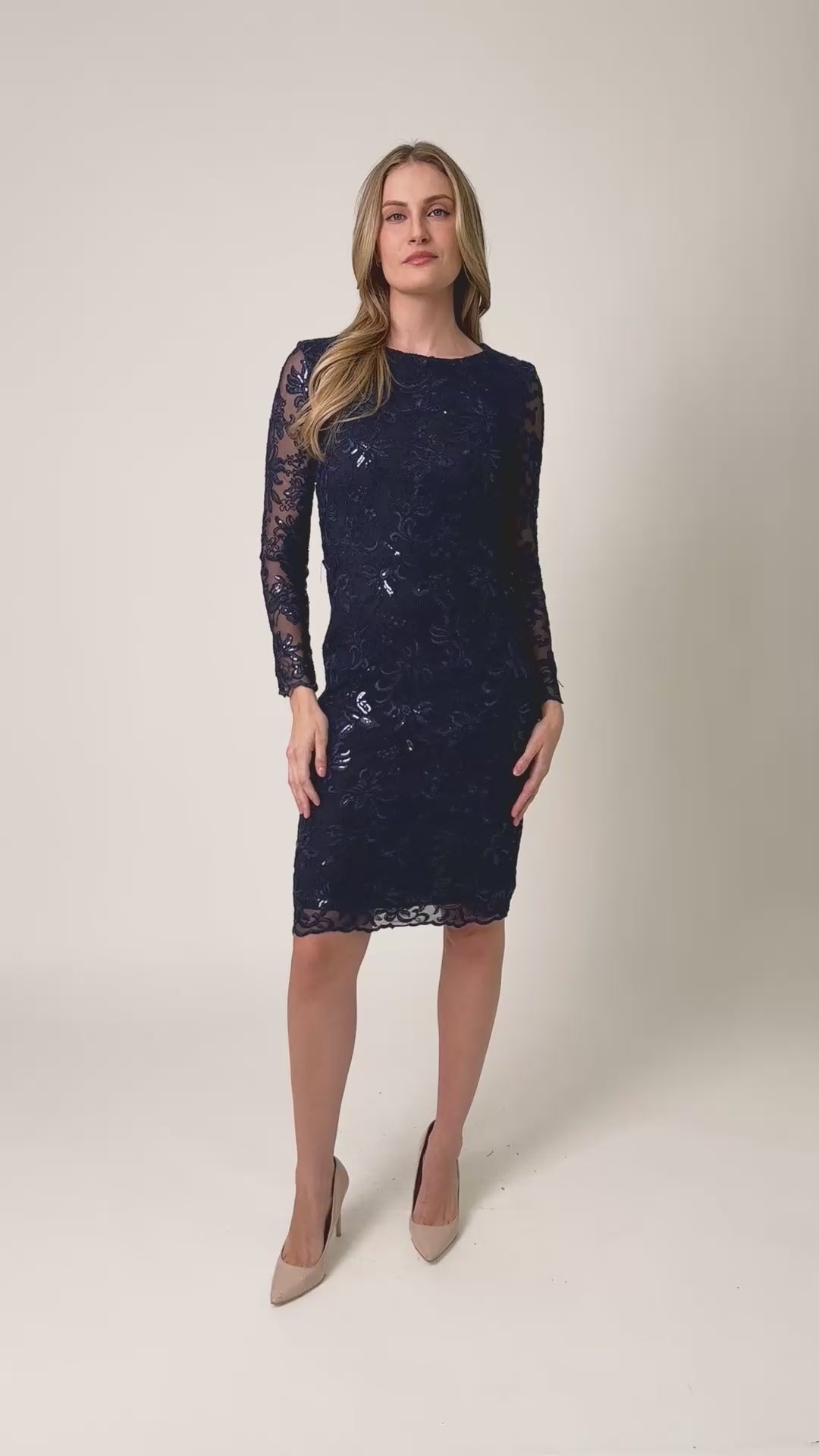 Long Sleeve Embroided Lace Dress Frank Lyman