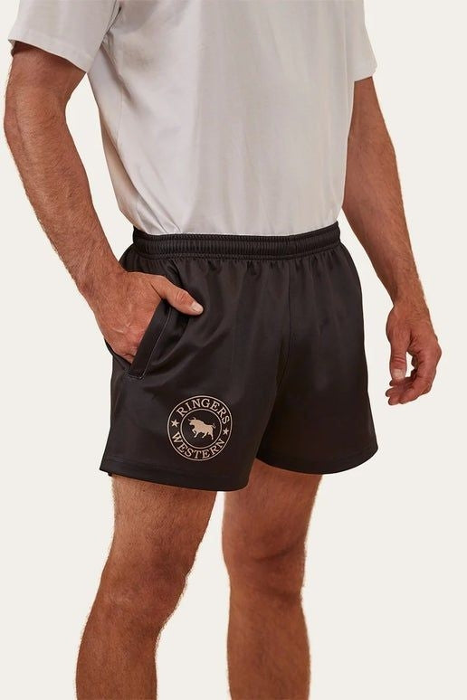 123049RW Mens Footy Shorts - Black