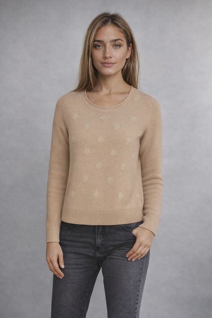 Spotted Crew Neck Wool Blend Jumper - Sabena