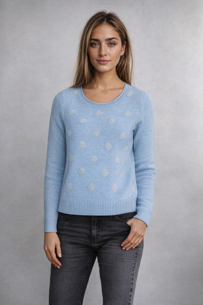 Spotted Crew Neck Wool Blend Jumper - Sabena