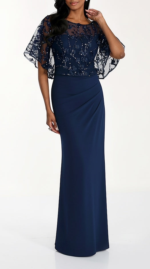 Floral Puff-Sleeve Sheath Dress Style 268175