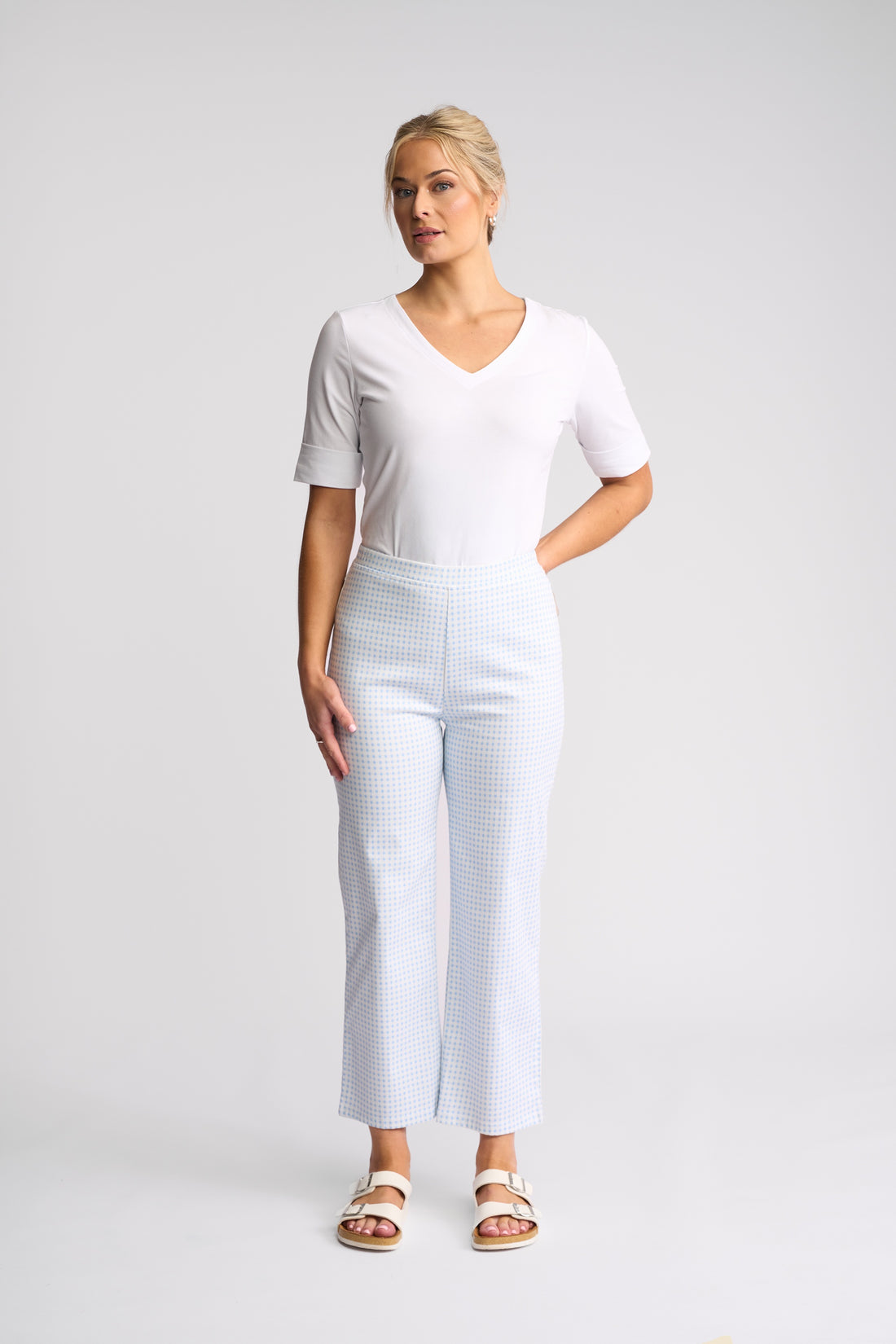 Seattle Pull On Pant Blue Gingham - Vassalli