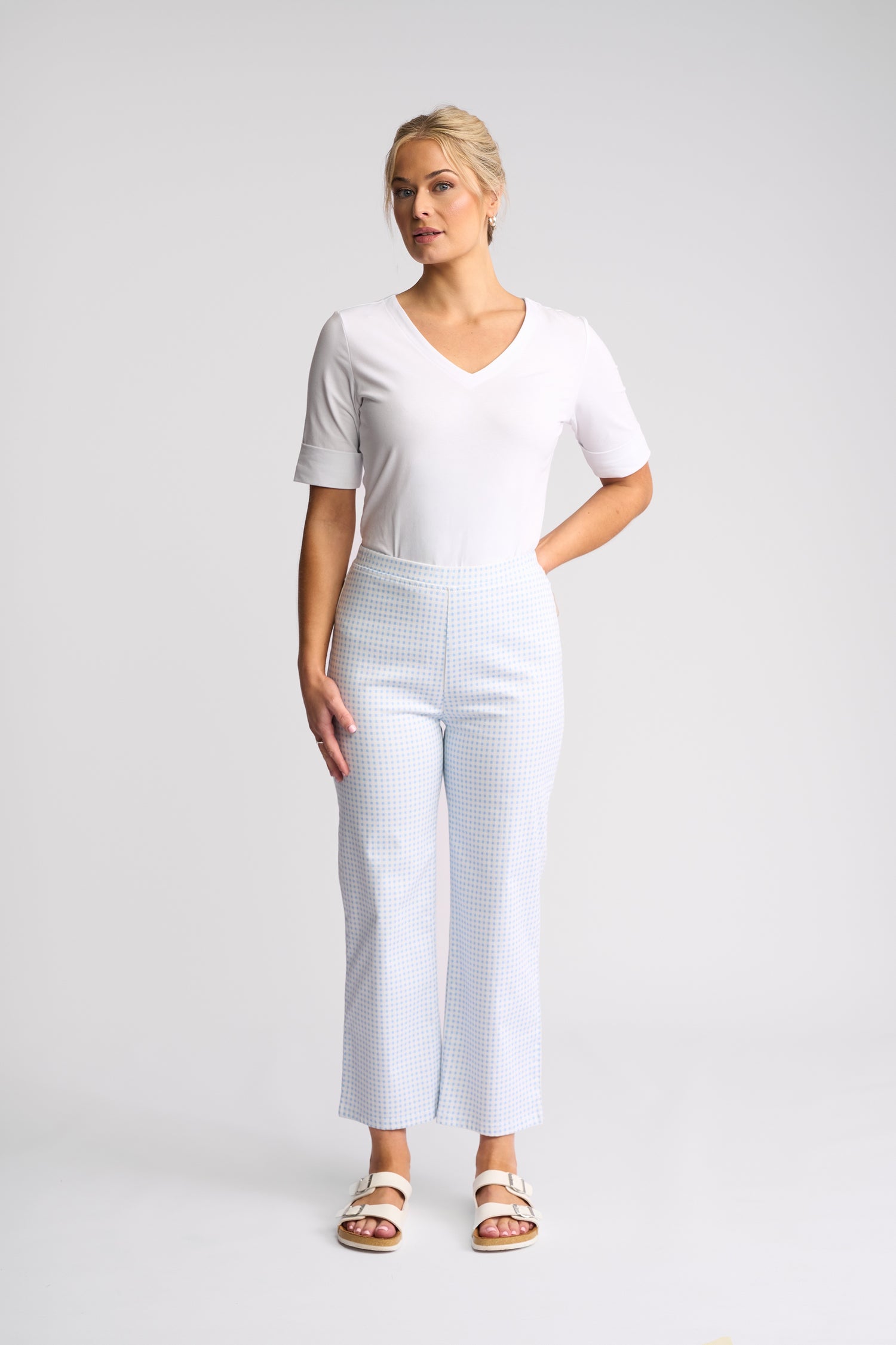 Seattle Pull On Pant Blue Gingham - Vassalli