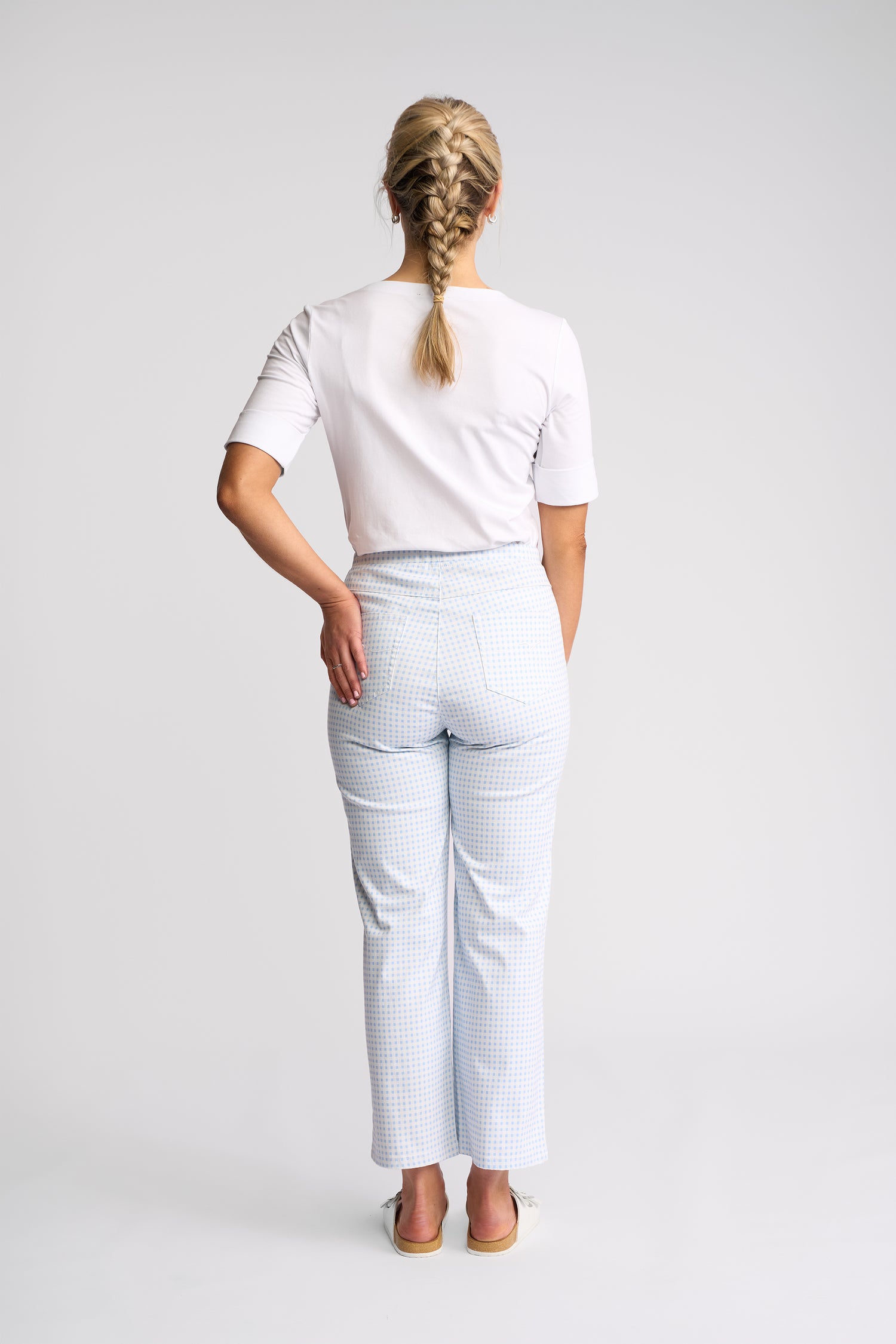 Seattle Pull On Pant Blue Gingham - Vassalli