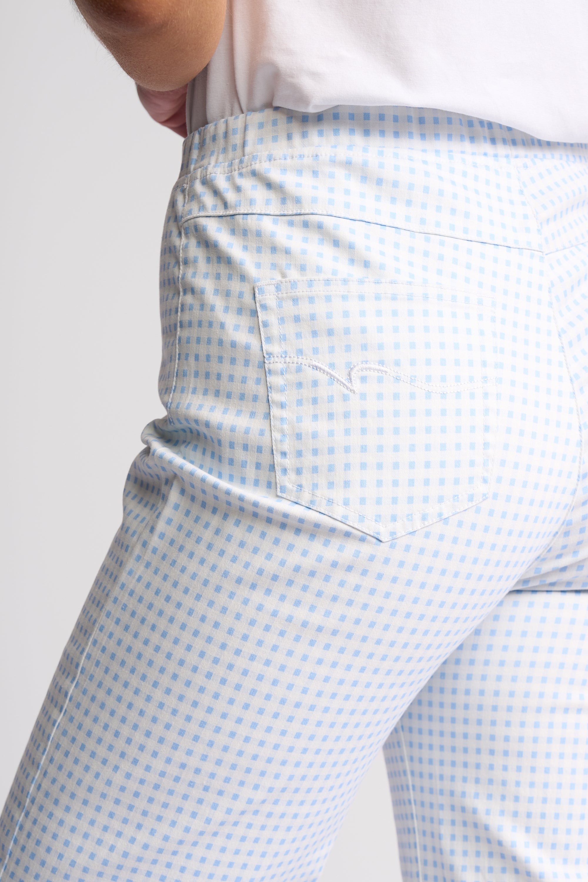 Seattle Pull On Pant Blue Gingham - Vassalli