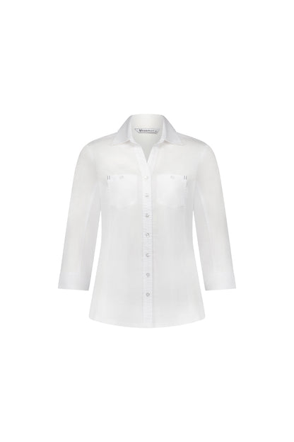 4032 Plain Button Up Shirt With Rib Panels
