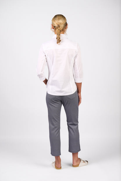 4032 Plain Button Up Shirt With Rib Panels