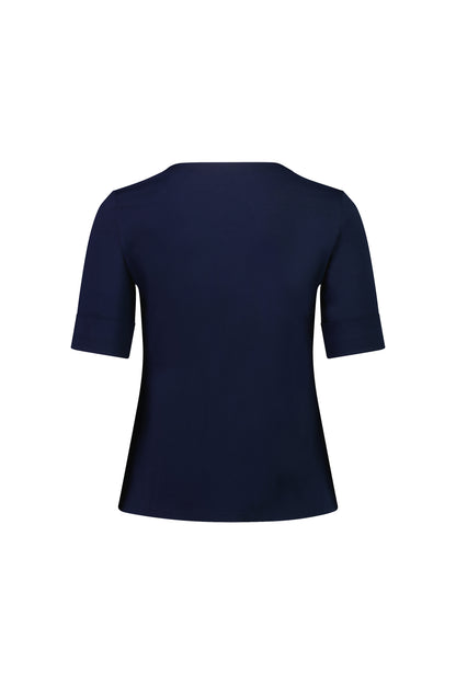 4264 V Neck Top with Cuffed Sleeve