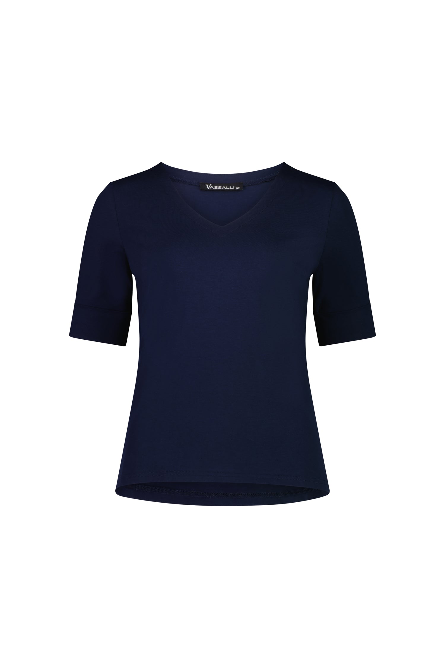 4264 V Neck Top with Cuffed Sleeve