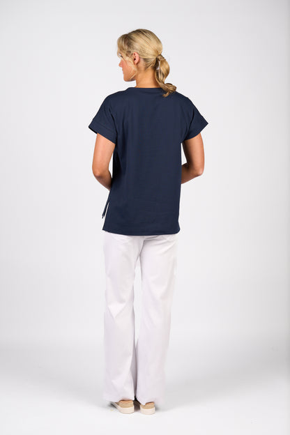 4363 Drop Sleeve Top with Stepped Hem