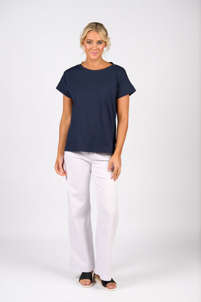 4363 Drop Sleeve Top with Stepped Hem