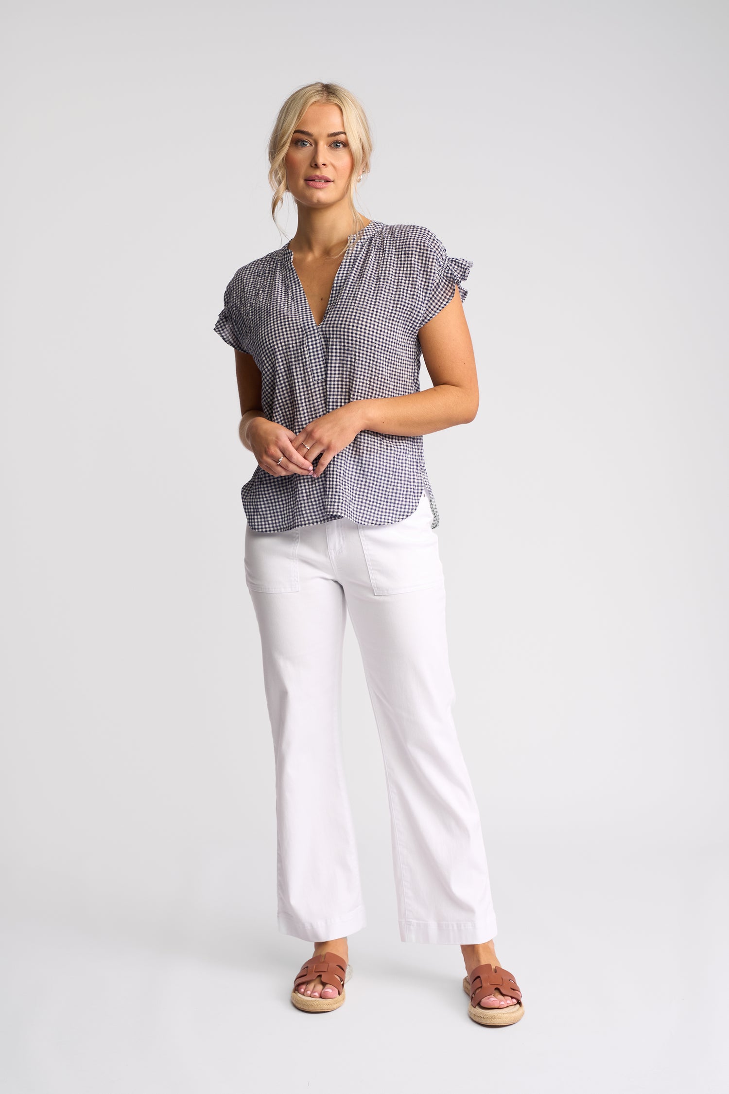 Evelyn Top Ink Gingham - Vassalli