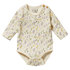 Baby bodysuit with floral pattern on a white background