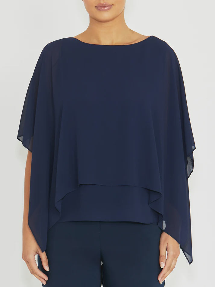 Silvana Navy Chiffon Top Anthea Crawford