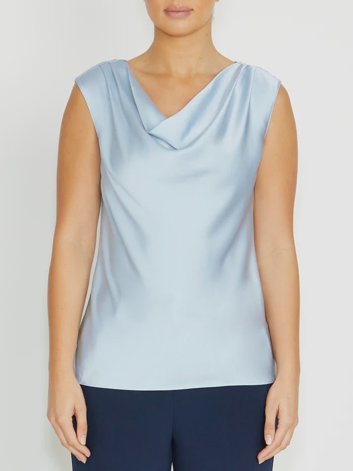 Harmony Blue Cowl Neck Top Anthea Crawford